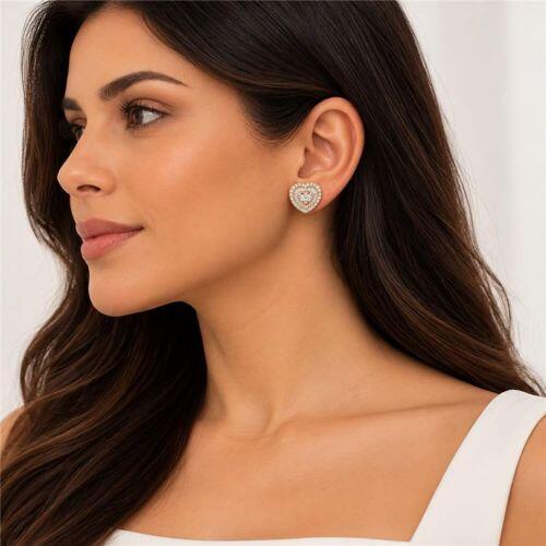 Brinco Cora��o Baguette Zirc�nia Cristal Banhado a Ouro