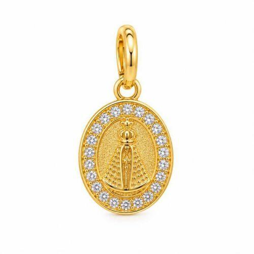 Brinco Argola Nossa Aparecida Micro Zirc�nia Cristal Banhado a Ouro