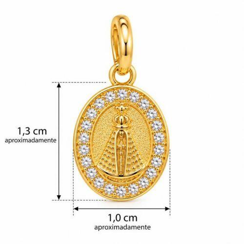 Brinco Argola Nossa Aparecida Micro Zirc�nia Cristal Banhado a Ouro