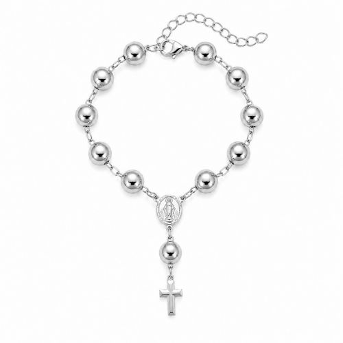 Pulseira Terço Nossa Senhora Milagrosa Banhado a Prata