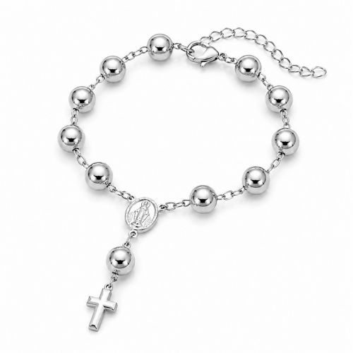Pulseira Terço Nossa Senhora Milagrosa Banhado a Prata