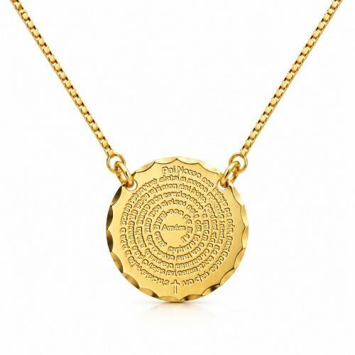 Escapulário Oração Pai Nosso Banhado em Ouro18k