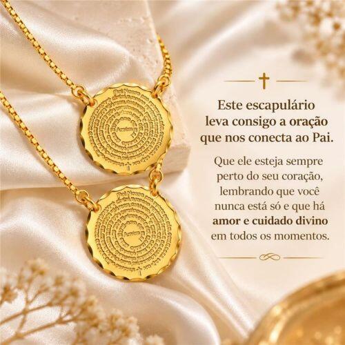 Escapulário Oração Pai Nosso Banhado em Ouro18k
