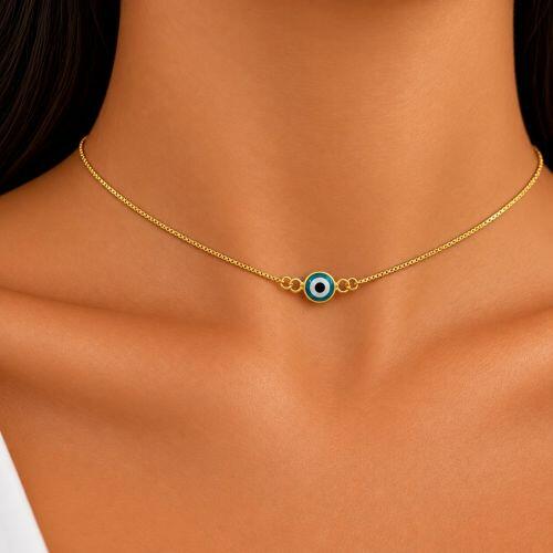 Choker Mini Olho Grego Azul Banhado a Ouro
