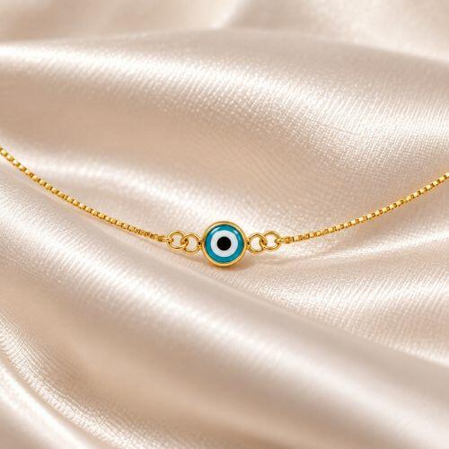 Choker Mini Olho Grego Azul Banhado a Ouro