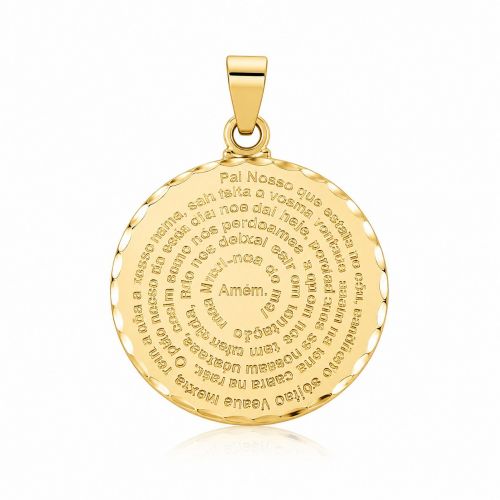 Colar Medalha Ora��o Pai Nosso Banhado a Ouro