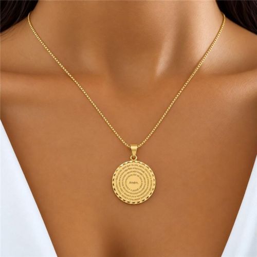 Colar Medalha Ora��o Pai Nosso Banhado a Ouro