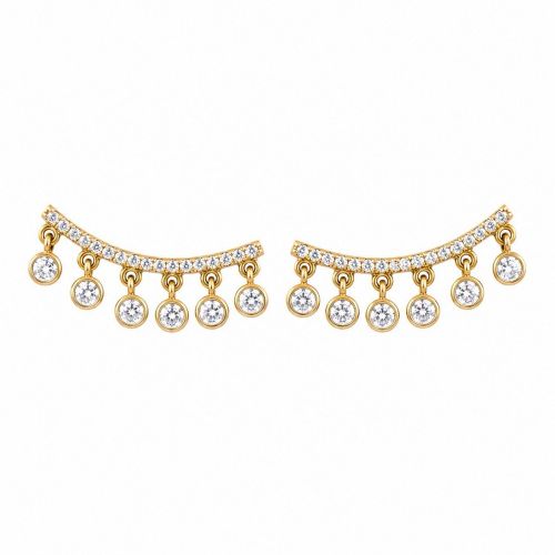 Brinco Ear Cuff Pontos de Luz Zircônia Cristal Banhado a Ouro