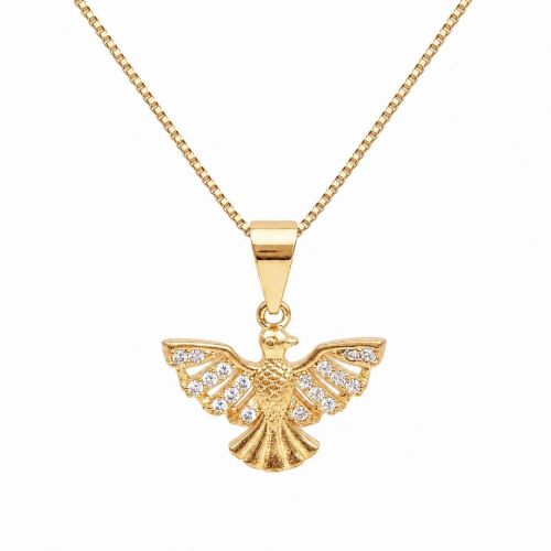 Colar Espirito Santo Micro Zirc�nia Cristal Banhado a Ouro