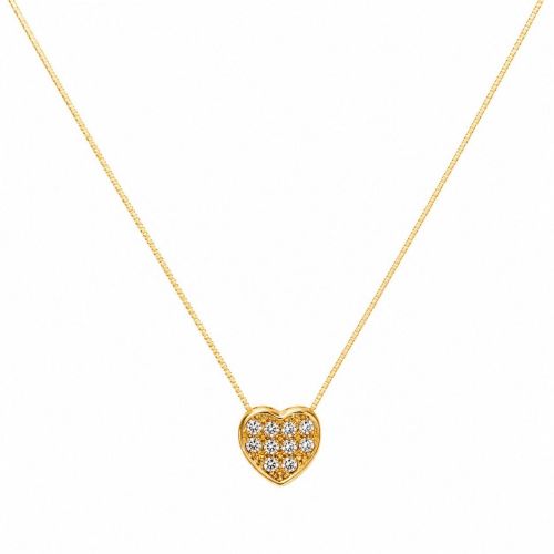 Colar  Cora��o Micro Zirc�nia Cristal Banhado a Ouro