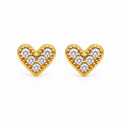 Brinco Cora��o Zirc�nia Cristal Banhado a Ouro