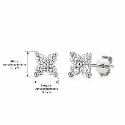 Brinco Mini Flor Zircônia Cristal Banhado a Prata