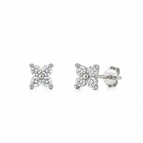 Brinco Mini Flor Zircônia Cristal Banhado a Prata