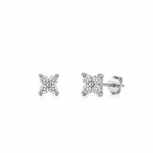 Brinco Mini Flor Zircônia Cristal Banhado a Prata