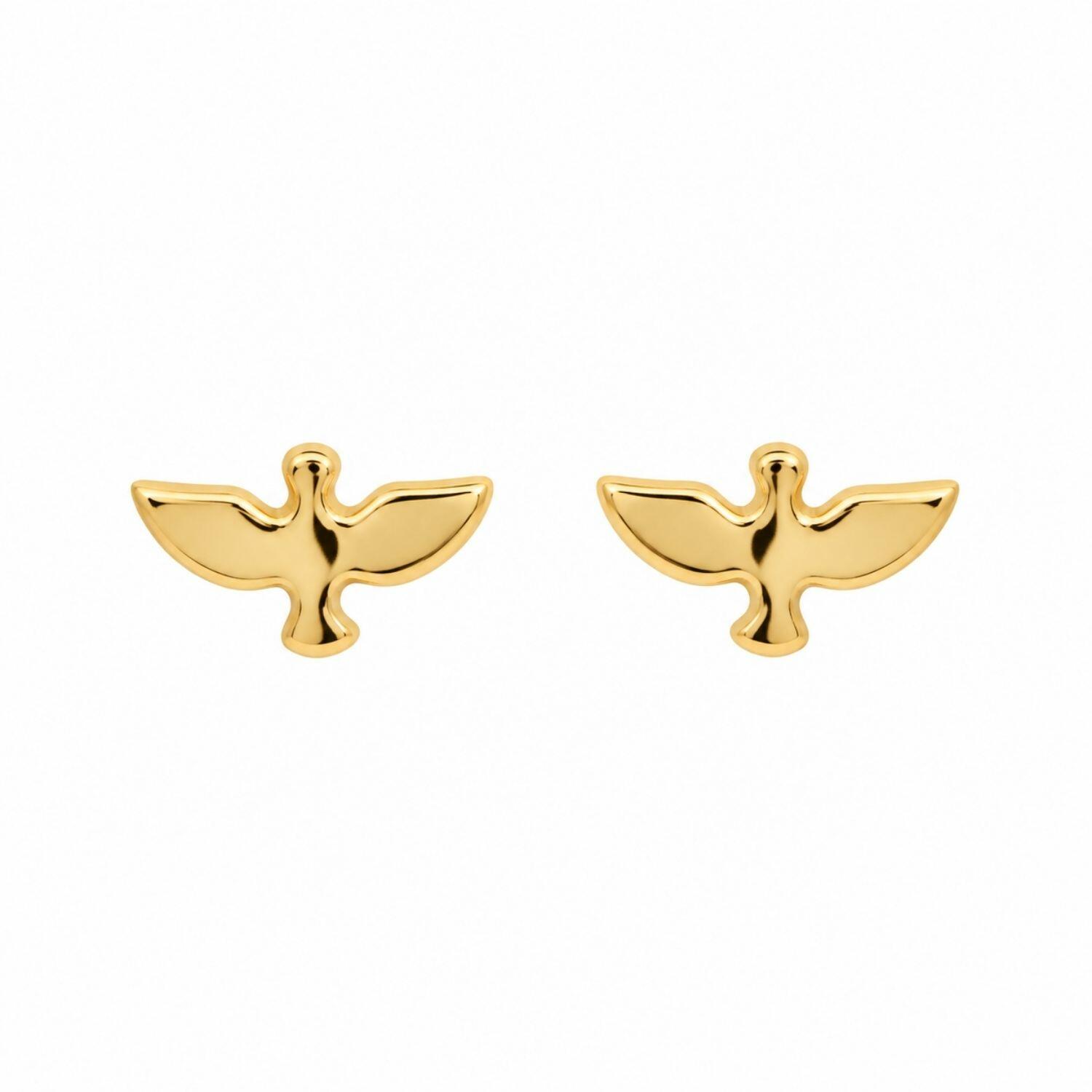 Brinco Mini Espírito Santo Liso Banhado a Ouro