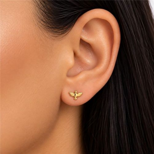Brinco Mini Espírito Santo Liso Banhado a Ouro