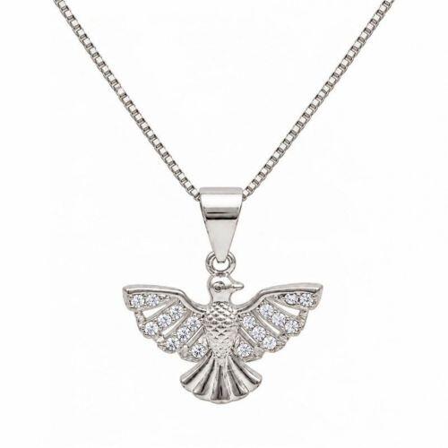 Colar Espirito Santo Micro Zircônia Cristal Banhado a Prata