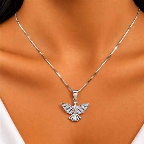 Colar Espirito Santo Micro Zircônia Cristal Banhado a Prata