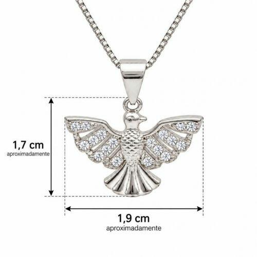 Colar Espirito Santo Micro Zircônia Cristal Banhado a Prata