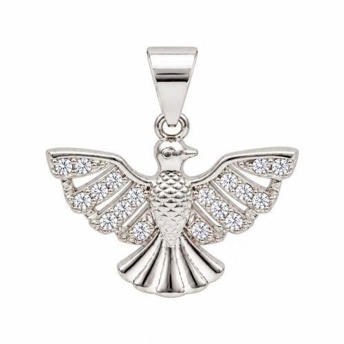 Colar Espirito Santo Micro Zircônia Cristal Banhado a Prata