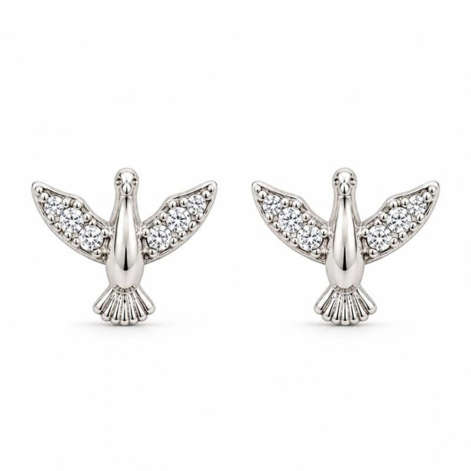 Brinco Espírito Santo com Micro Zircônia Cristal Banhado a Prata