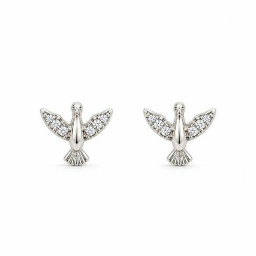 Brinco Espírito Santo com Micro Zircônia Cristal Banhado a Prata