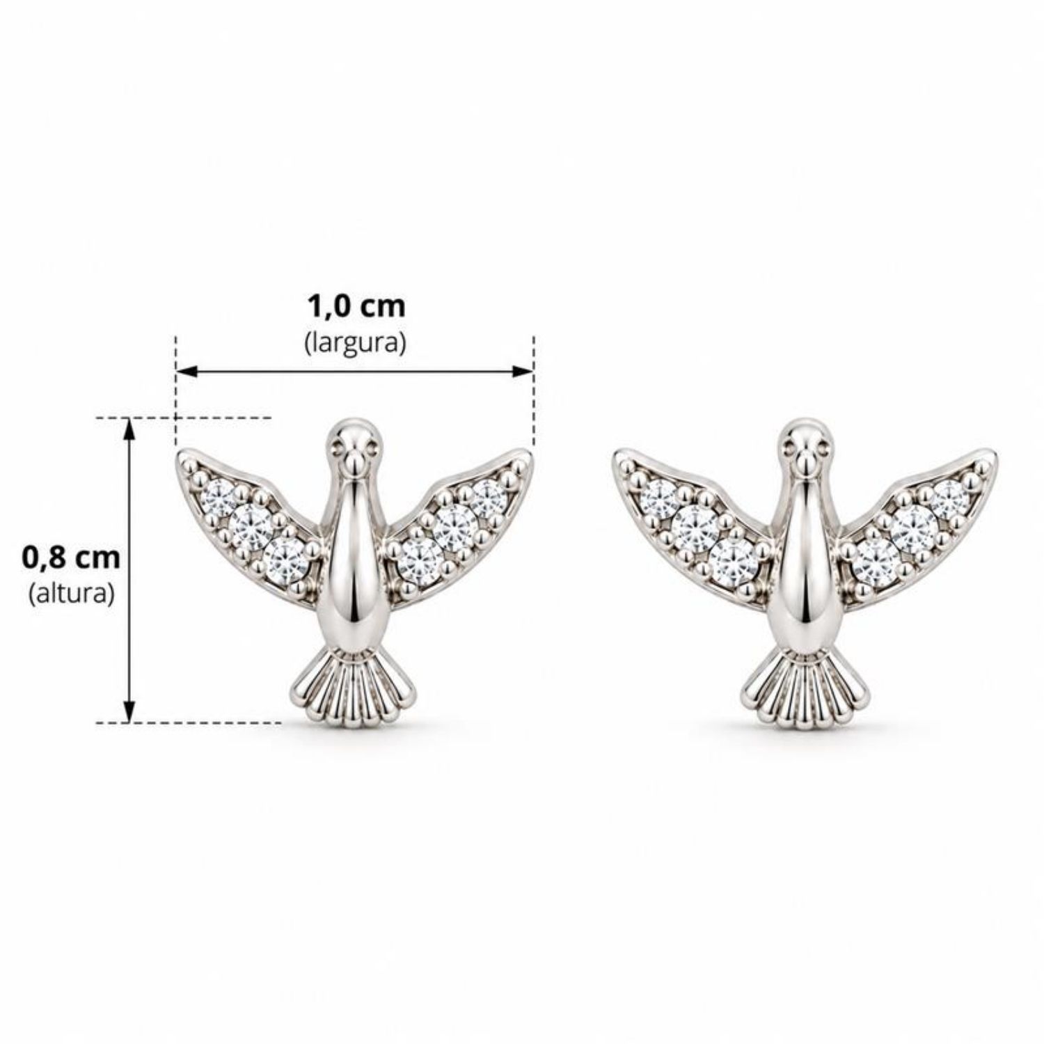 Brinco Espírito Santo com Micro Zircônia Cristal Banhado a Prata