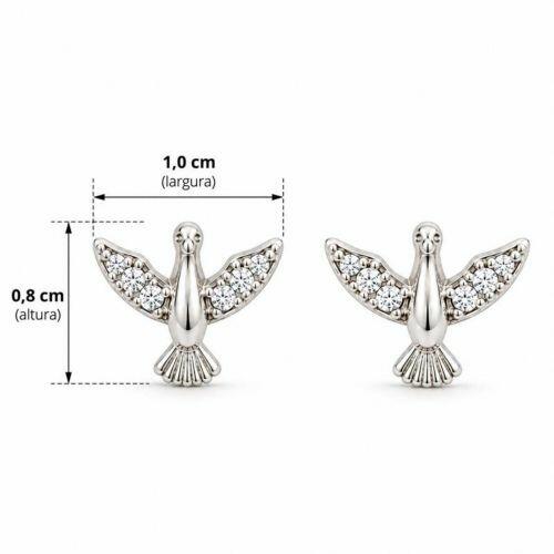 Brinco Espírito Santo com Micro Zircônia Cristal Banhado a Prata