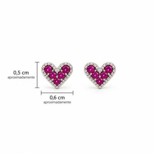 Brinco Cora��o Zirc�nia Rosa Pink Banhado a Prata