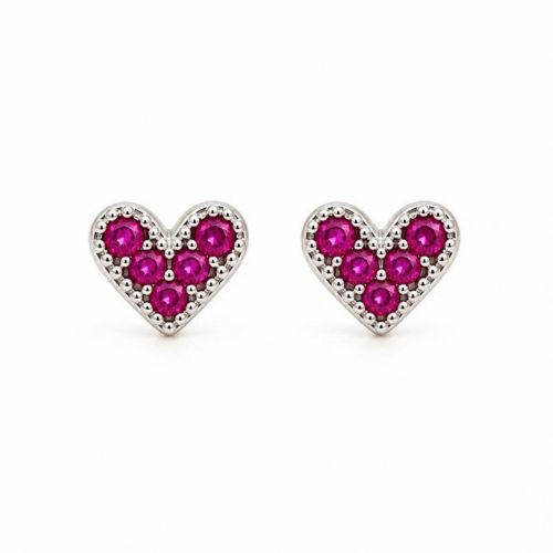 Brinco Cora��o Zirc�nia Rosa Pink Banhado a Prata