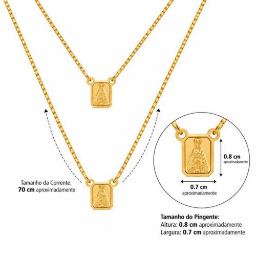 Escapulário Nossa Senhora Aparecida Banhado a Ouro