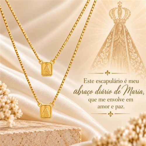 Escapulário Nossa Senhora Aparecida Banhado a Ouro