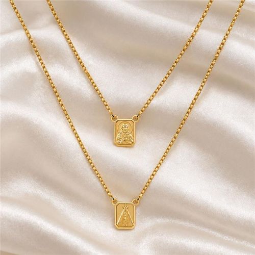 Escapulário Sagrado Coração com Nossa Senhora Aparecida Banhado a Ouro