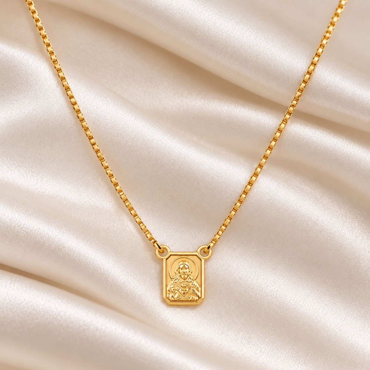 Escapulário Sagrado Coração com Nossa Senhora Aparecida Banhado a Ouro