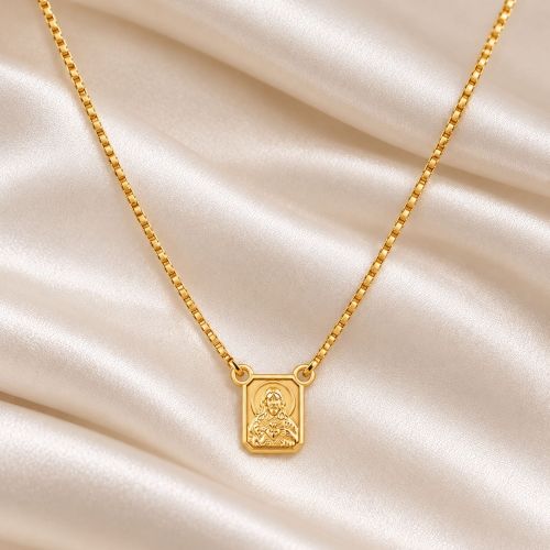 Escapulário Sagrado Coração com Nossa Senhora Aparecida Banhado a Ouro