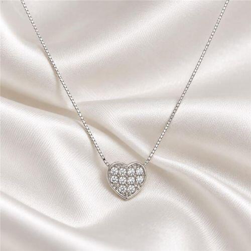 Colar Coração Micro Zircônia Cristal Banhado a Prata
