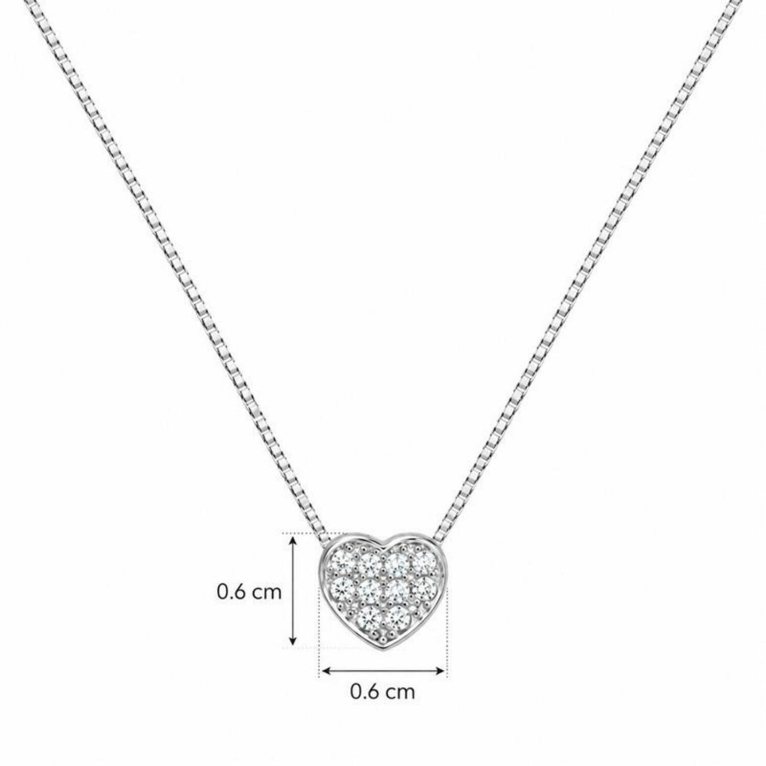 Colar Coração Micro Zircônia Cristal Banhado a Prata