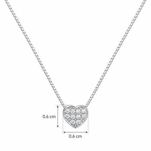 Colar Coração Micro Zircônia Cristal Banhado a Prata