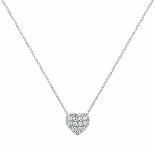 Colar Coração Micro Zircônia Cristal Banhado a Prata