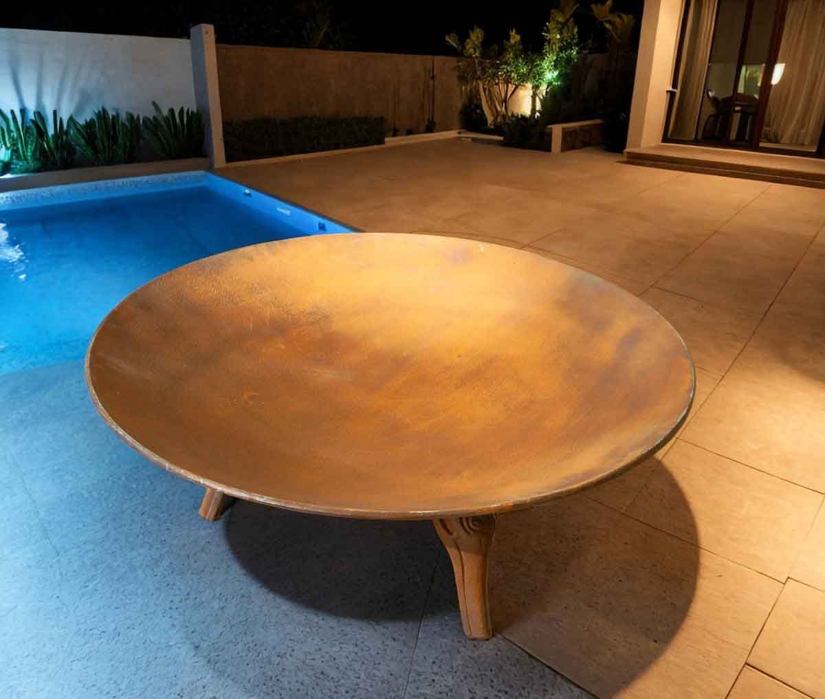 Lareira de Jardim em Ferro Fundido 100cm Envelhecida