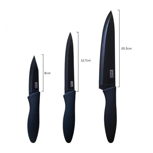 Kit 3 Facas Titanium Black Yuze