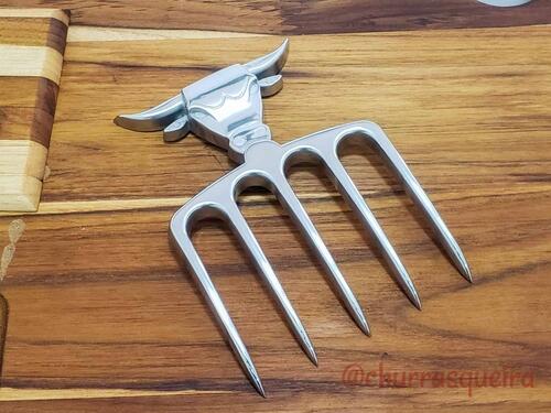 Garfo 5 Pontas em Alum�nio com Suporte de Madeira