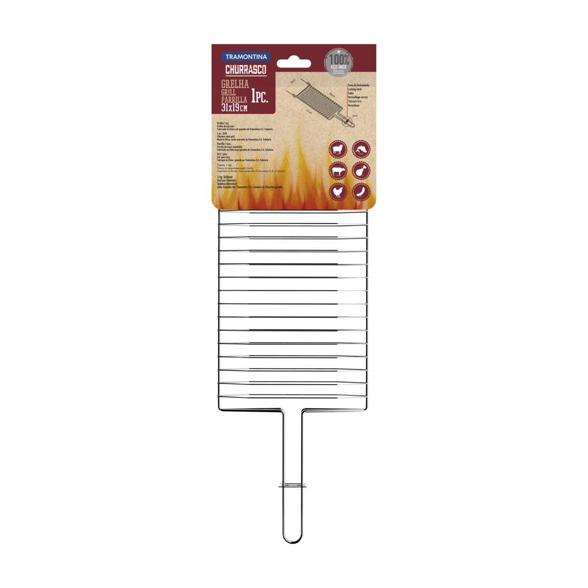Grelha Dupla Inox 304 Abaulada 31x18cm Tramontina