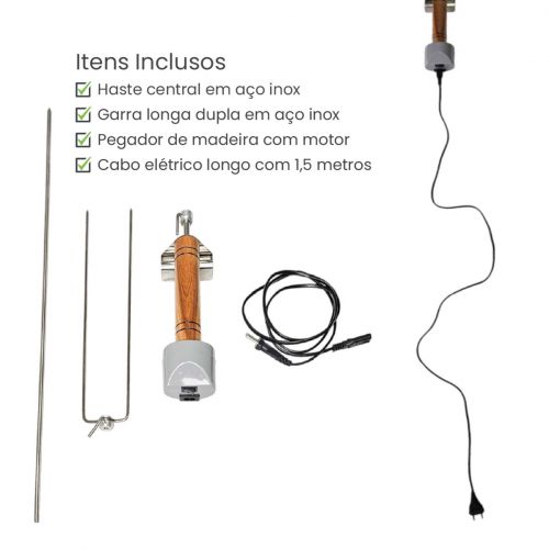 Espeto Girat�rio El�trico para Churrasco