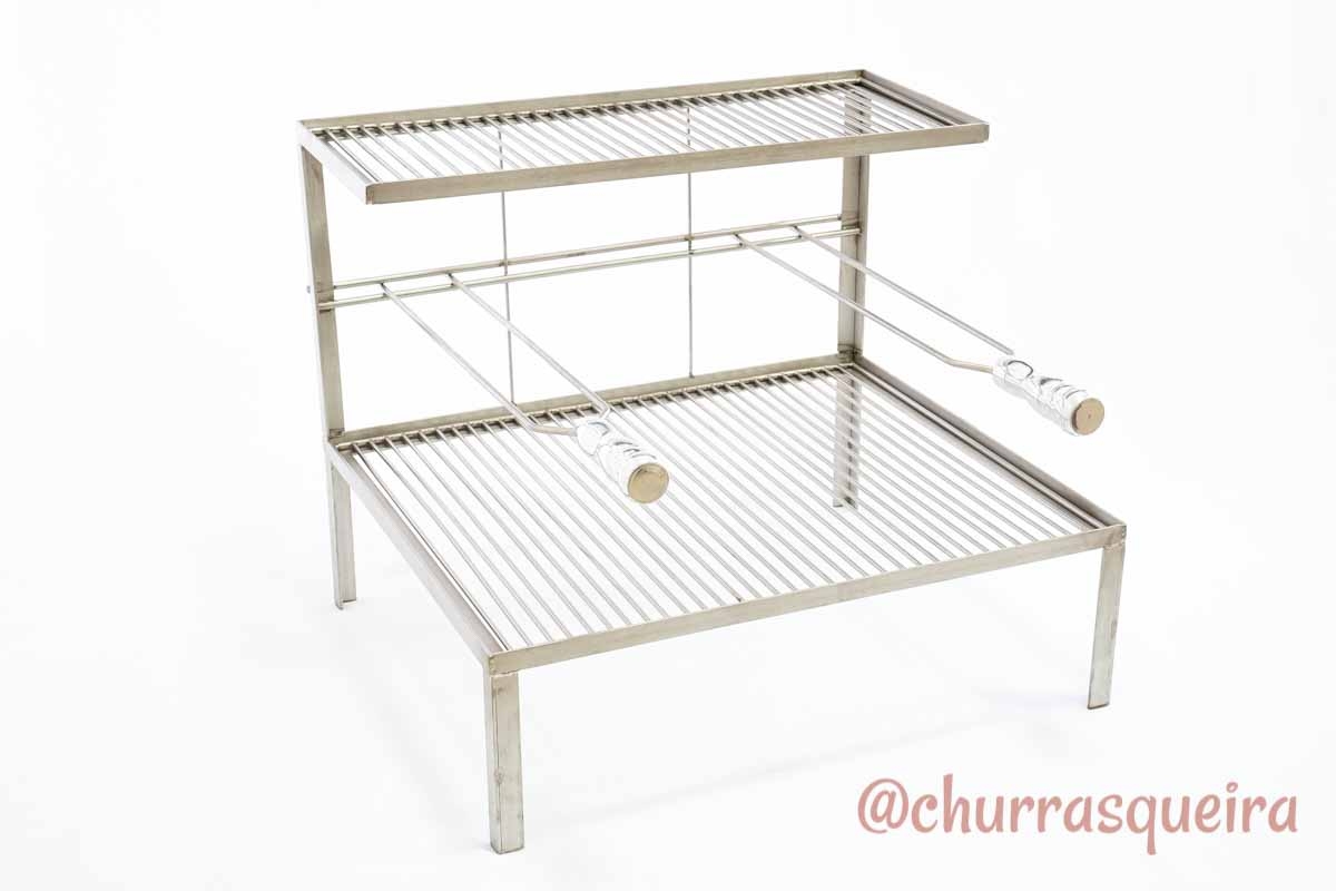 Parrilla Inox 304 c/ 2 Grelhas Uruguaias