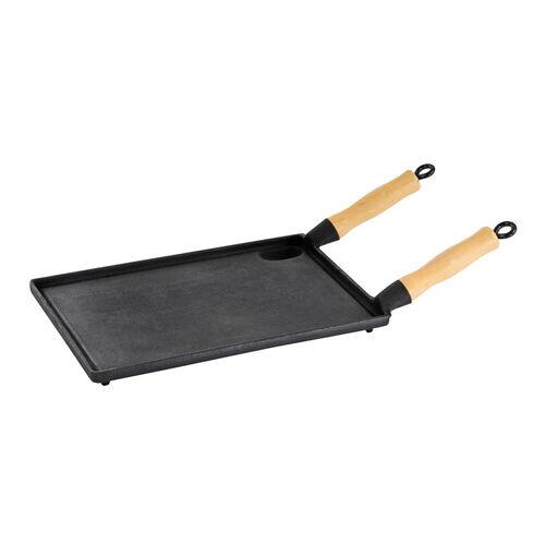 Chapa de Ferro Fundido 25x35cm Com Cabos de Madeira