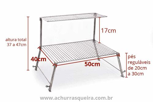 Grelha Portátil p/ Camping com Grelha Auxiliar Inox 304