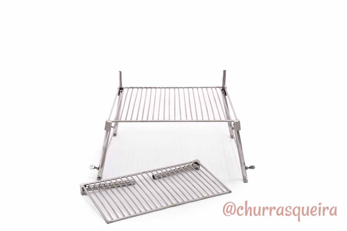 Grelha Portátil p/ Camping com Grelha Auxiliar Inox 304