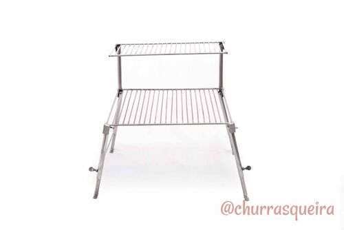 Grelha Portátil p/ Camping com Grelha Auxiliar Inox 304