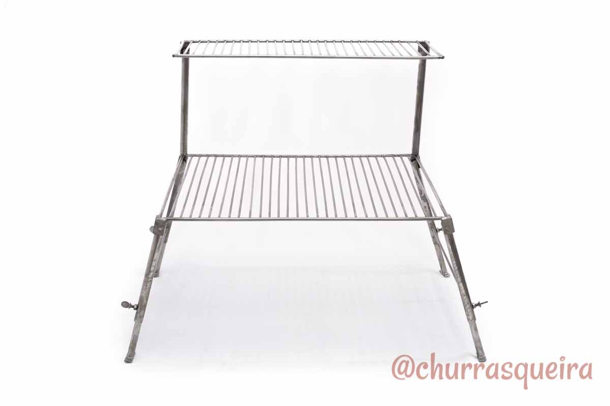 Grelha Portátil p/ Camping com Grelha Auxiliar Inox 304